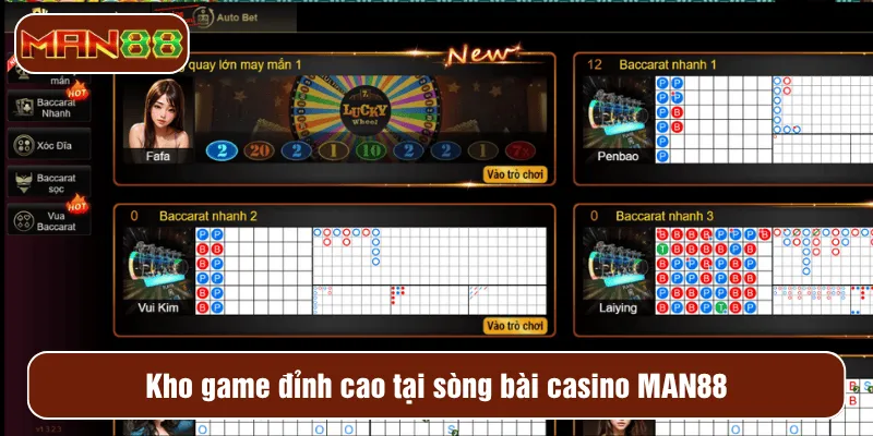 Kho game đỉnh cao tại sòng bài casino MAN88